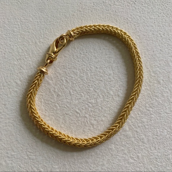 Vintage Jewelry - Stunning Vtg 18k Gold Bracelet Heavy Wheat Chain